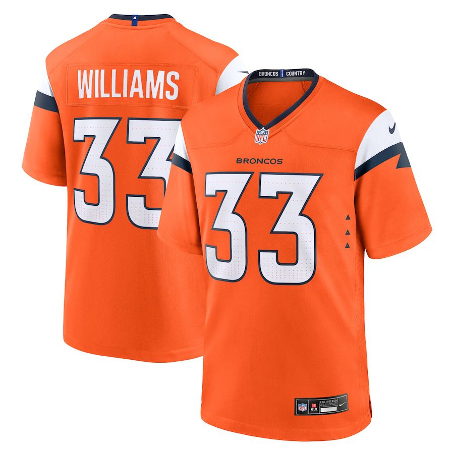 Men Denver Broncos #33 Javonte Williams Nike Orange Game NFL Jersey->->NFL Jersey